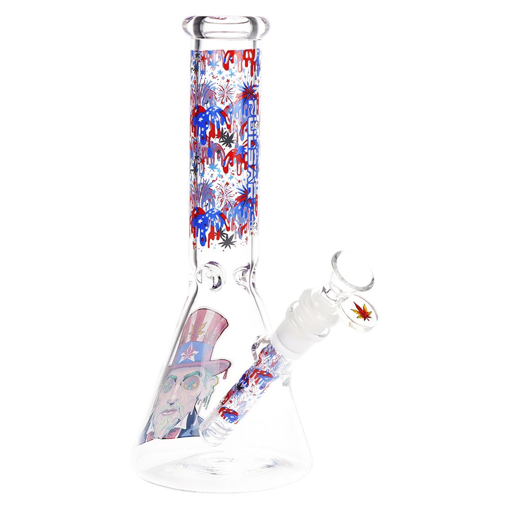 Pulsar Melting Uncle Sam Beaker Glass Water Pipe - 9.75" / 14mm F - Discreet Smoker