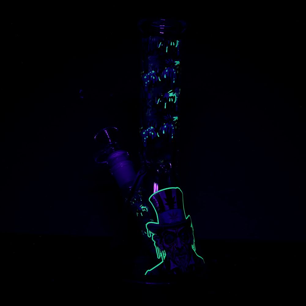 Pulsar Melting Uncle Sam Beaker Glass Water Pipe - 9.75" / 14mm F - Discreet Smoker