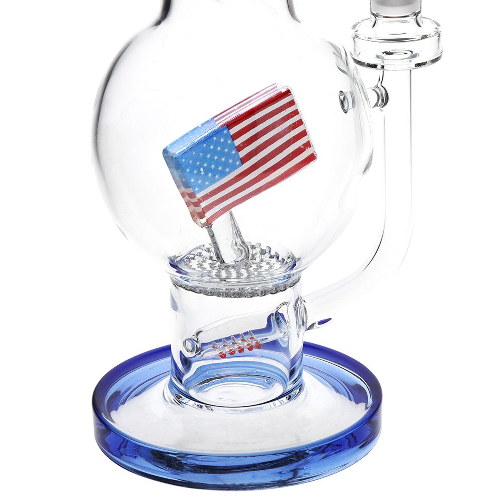 Pulsar American Flag Celebration Bubble Base Glass Water Pipe - 13" / 14mm F - Discreet Smoker