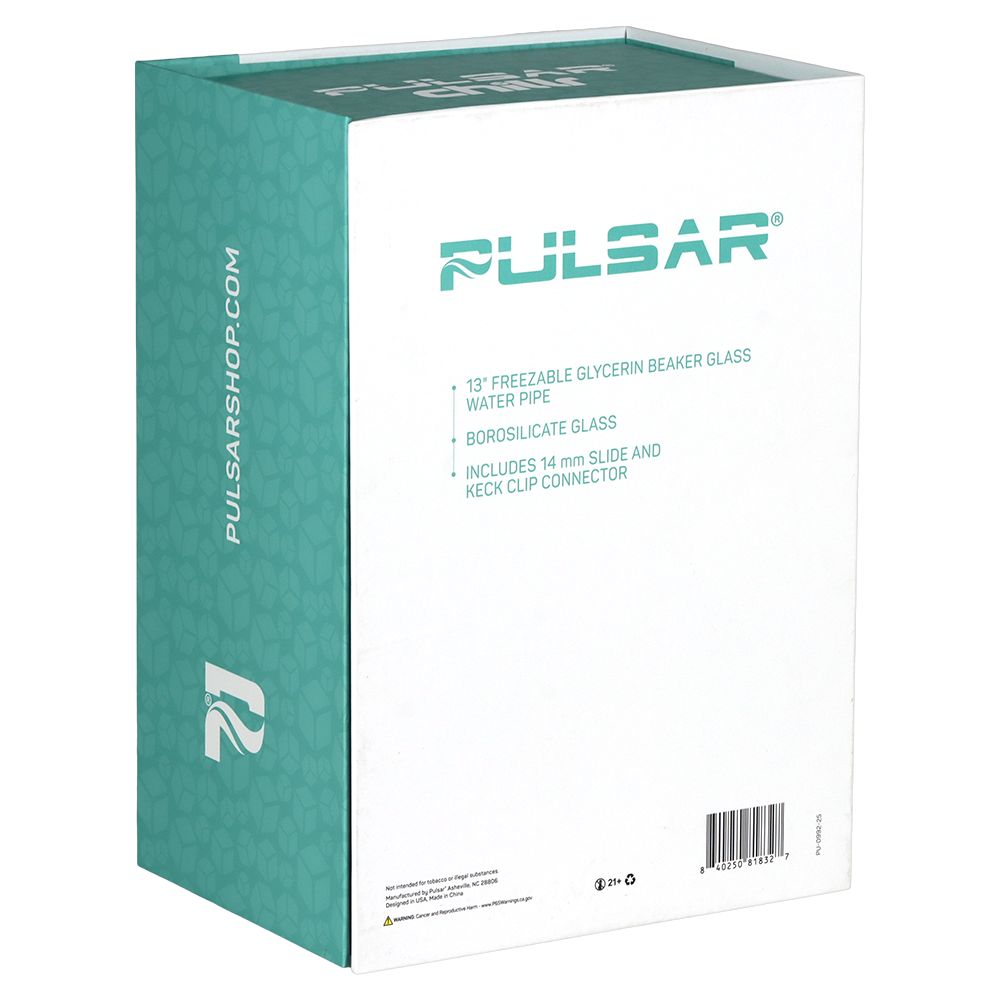 Pulsar Chillr Glycerin Beaker Glass Water Pipe - 13" / 14mm F / Blue - Discreet Smoker