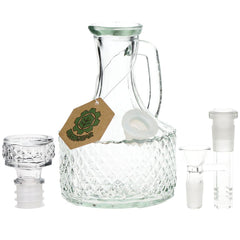SeshGear Textured Vintage Glass Water Pipe - 6.5" / 14mm F / Clear - Discreet Smoker