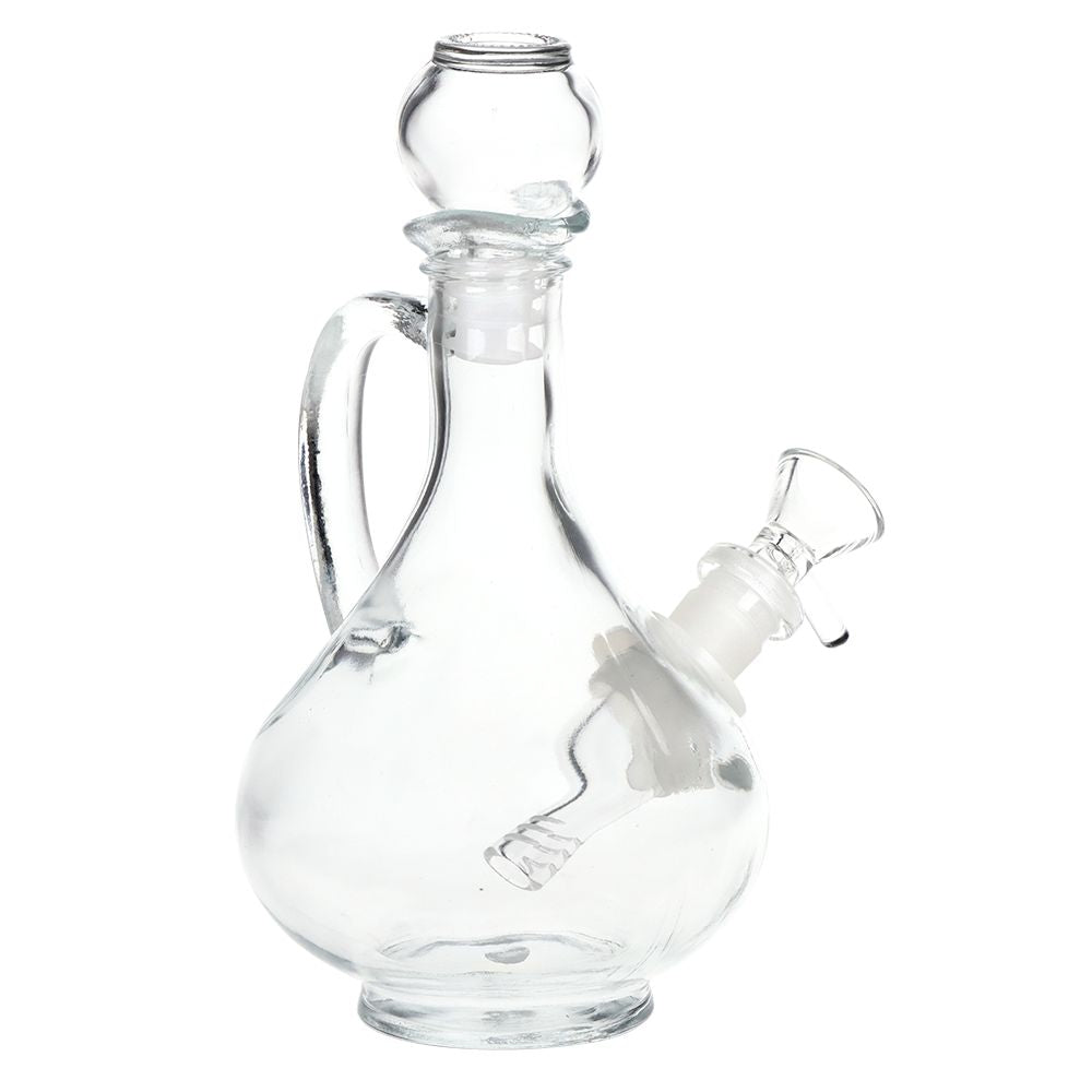 SeshGear Rounded Vintage Glass Water Pipe - 7.75" / 14mm F / Clear - Discreet Smoker