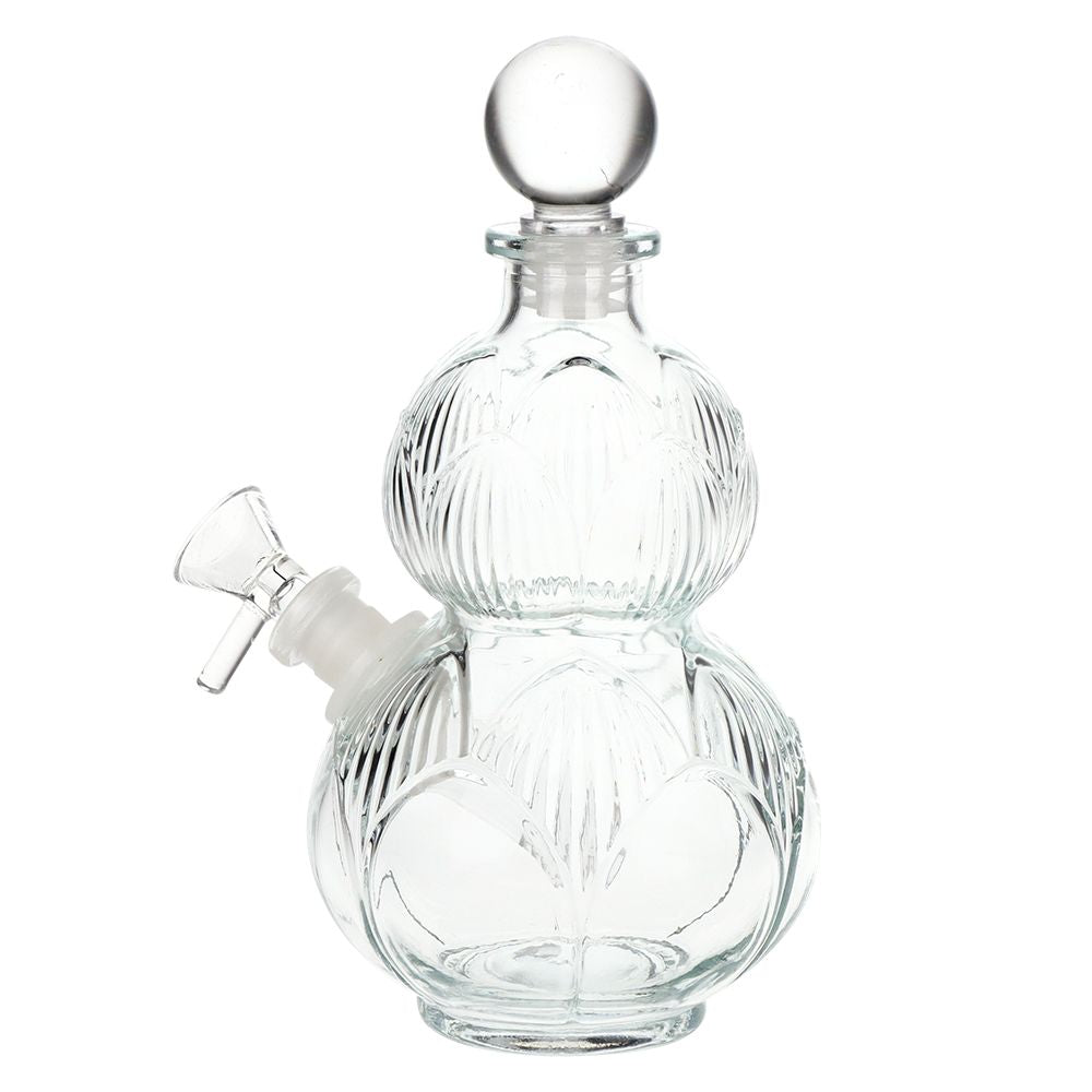 SeshGear Clear Vintage Gourd Glass Water Pipe - 8" / 14mm F / Clear - Discreet Smoker