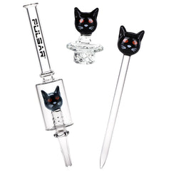 Pulsar Superstitious Kitty Glass Dab Rig Set - 8" / 14mm F - Discreet Smoker