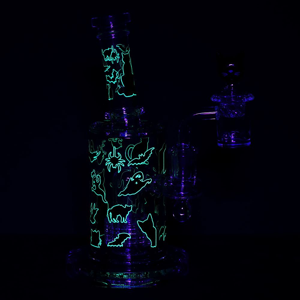 Pulsar Superstitious Kitty Glass Dab Rig Set - 8" / 14mm F - Discreet Smoker