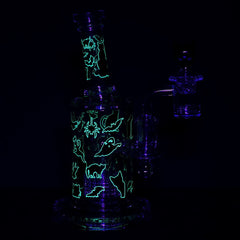 Pulsar Superstitious Kitty Glass Dab Rig Set - 8" / 14mm F - Discreet Smoker