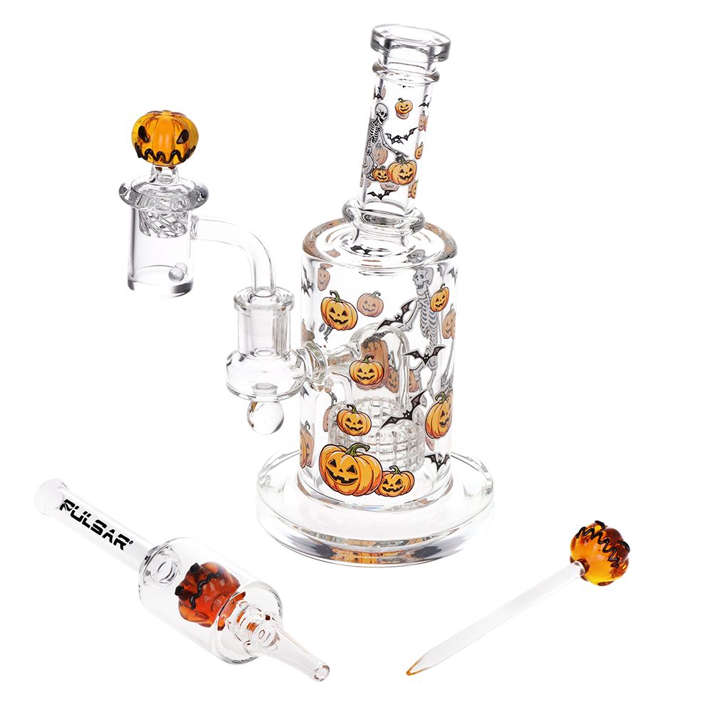 Pulsar Halloween Ball Glass Dab Rig Set - 7.75" / 14mm F
