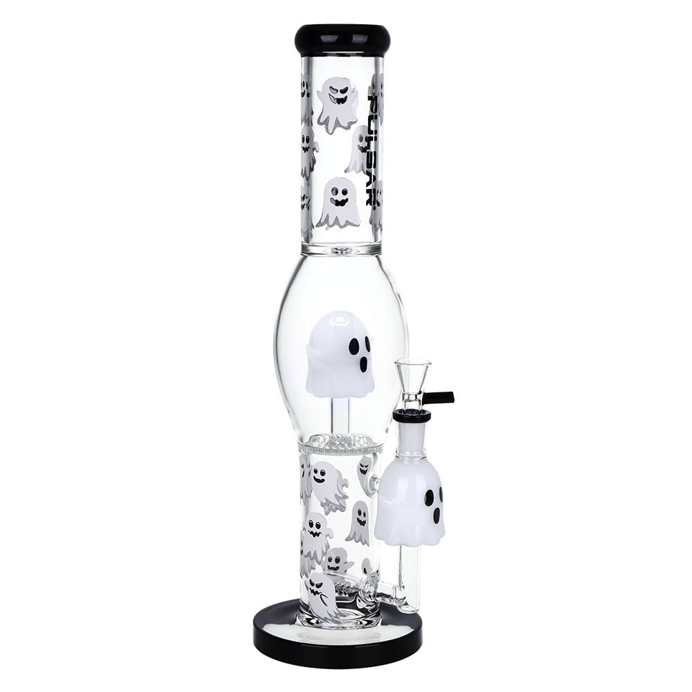 Pulsar Glow In the Dark "Ghosty" Glass Water Pipe - 15.25" / 14mm F - Discreet Smoker