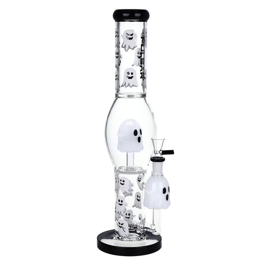 Pulsar Glow In the Dark "Ghosty" Glass Water Pipe - 15.25" / 14mm F - Discreet Smoker