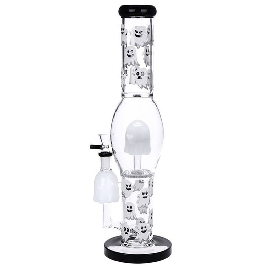 Pulsar Glow In the Dark "Ghosty" Glass Water Pipe - 15.25" / 14mm F - Discreet Smoker