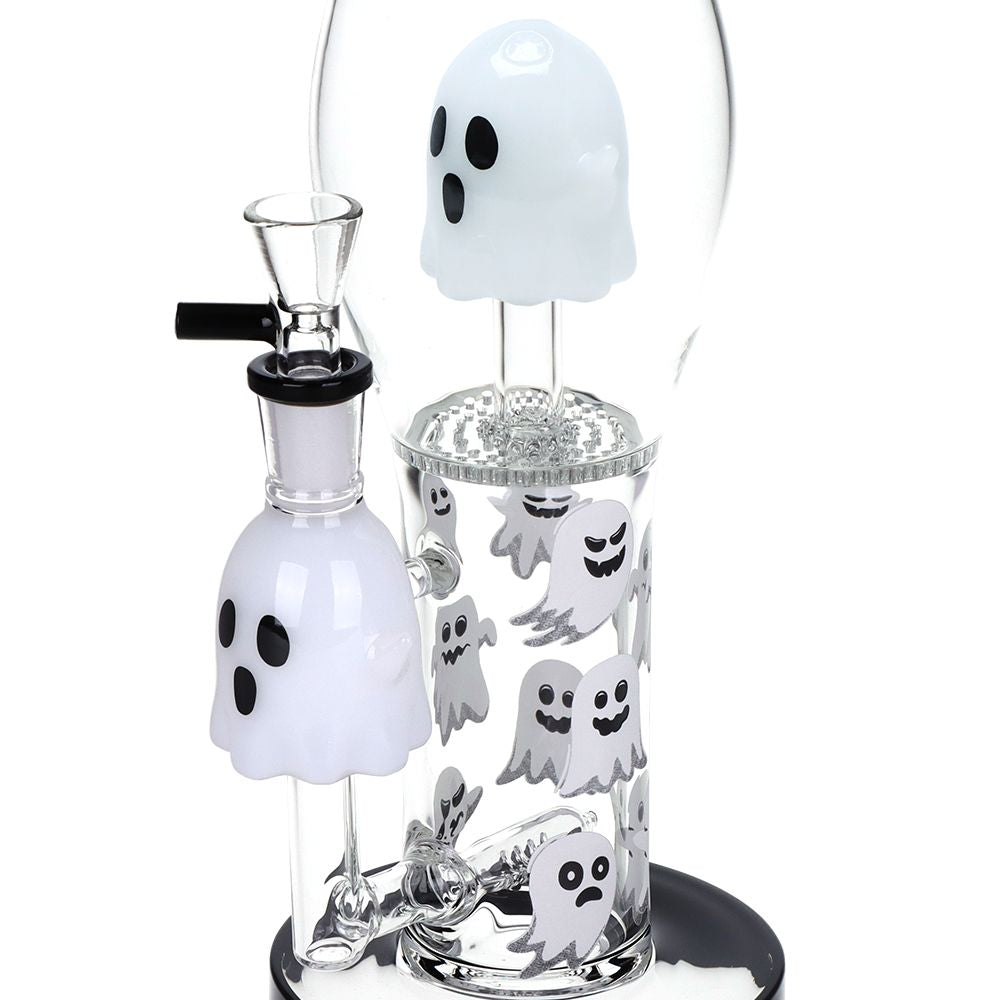 Pulsar Glow In the Dark "Ghosty" Glass Water Pipe - 15.25" / 14mm F - Discreet Smoker