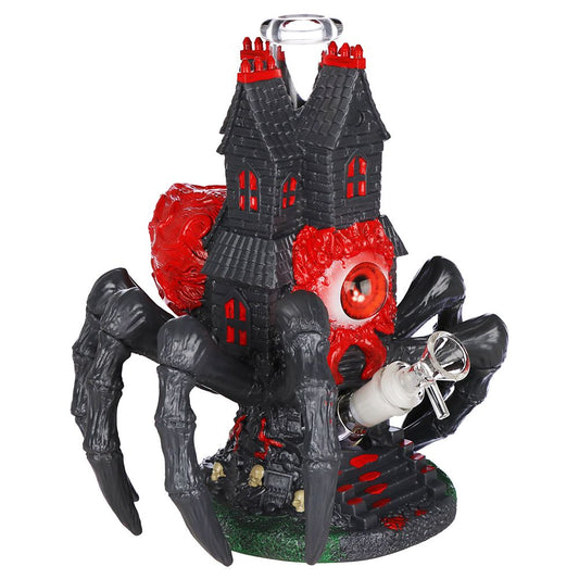 All Seeing Arachnid Castle Glass & Vinyl Water Pipe - 10.25" / 14mm F - Discreet Smoker
