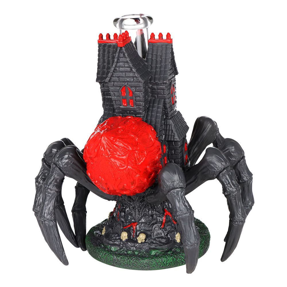 All Seeing Arachnid Castle Glass & Vinyl Water Pipe - 10.25" / 14mm F - Discreet Smoker