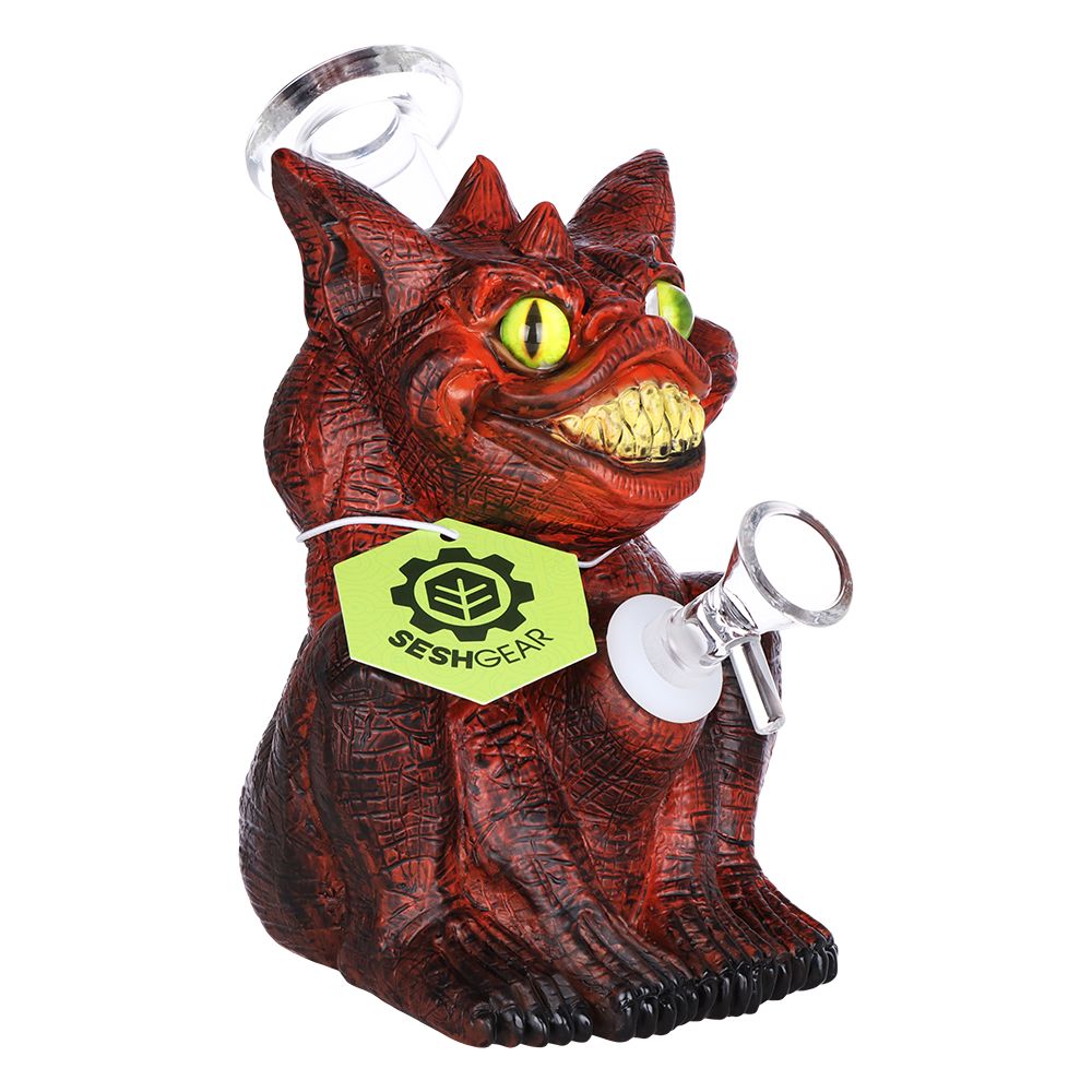 Seshgear Crazy Monster Vinyl on Glass Water Pipe - 6.5" / 14mm F - Discreet Smoker
