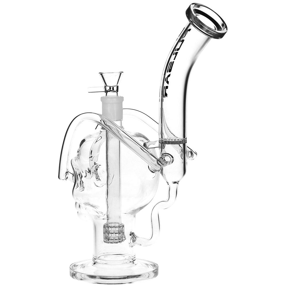 Pulsar Skull Eyes Recycler Glass Water Pipe - 12.5" / 19mm F / Clear - Discreet Smoker