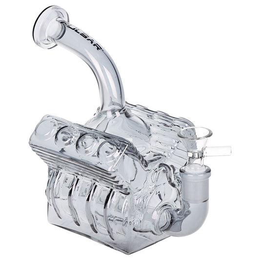 Pulsar V8 Engine Electroplated Glass Water Pipe - 6.5" / 14mm F / Smoke