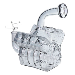 Pulsar V8 Engine Electroplated Glass Water Pipe - 6.5" / 14mm F / Smoke