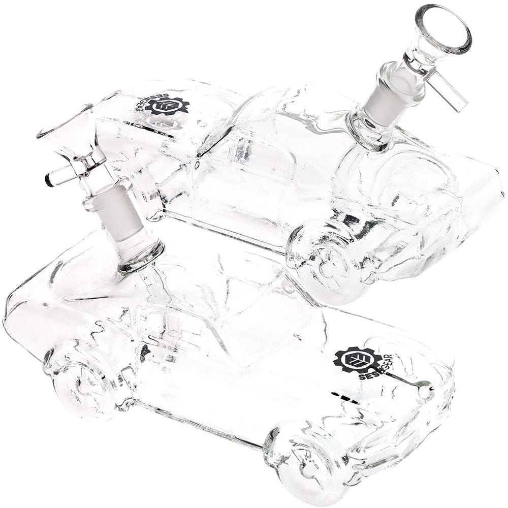 2CT BUNDLE - SeshGear Clear Car Glass Water Pipe - 6.75" / 14mm F - Discreet Smoker