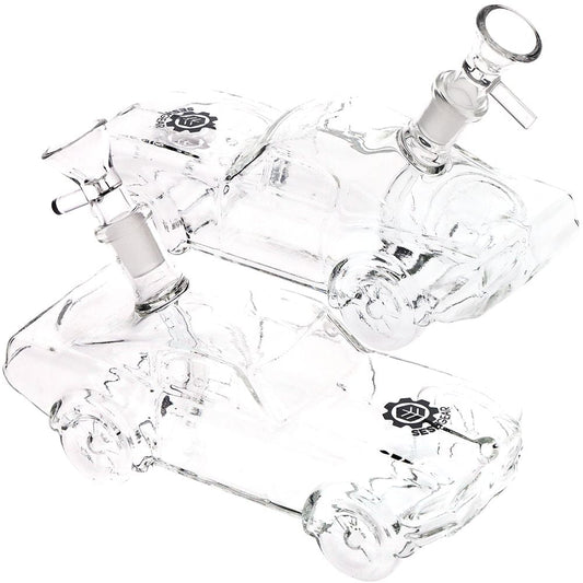 2CT BUNDLE - SeshGear Clear Car Glass Water Pipe - 6.75" / 14mm F - Discreet Smoker
