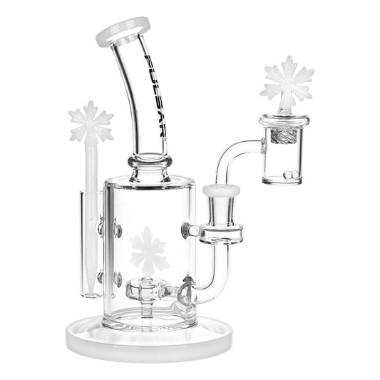 Pulsar Holidaze Series Glass Dab Rig Set - 8.25" / 14mm F / Snowflake - Discreet Smoker