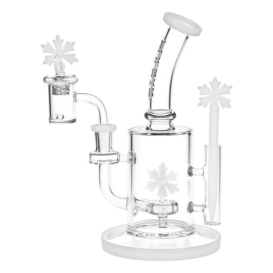 Pulsar Holidaze Series Glass Dab Rig Set - 8.25" / 14mm F / Snowflake - Discreet Smoker