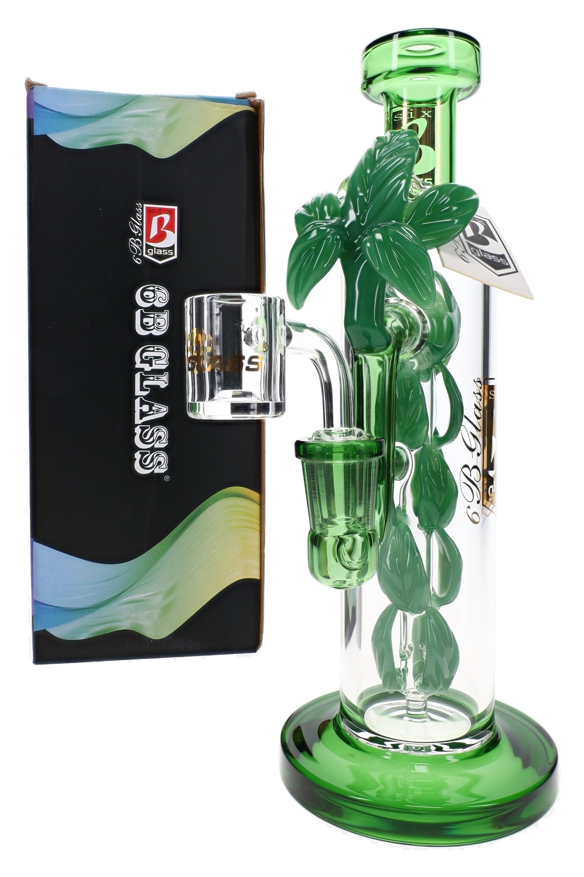 6B Glass Leaf Vine Perc Dab Rig – 10″