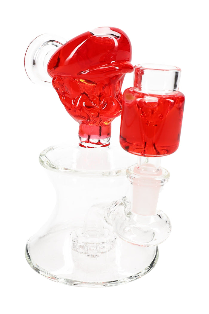 Fluid-Filled Plumber Glass Bong “Pipe Dream” – Showerhead Perc – 5.5″, Red