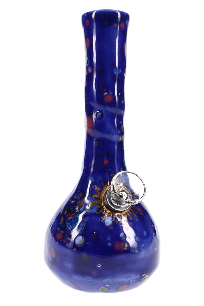 Ancient Creations 6″ Crystal Burst Ceramic Bong, Royal Blue