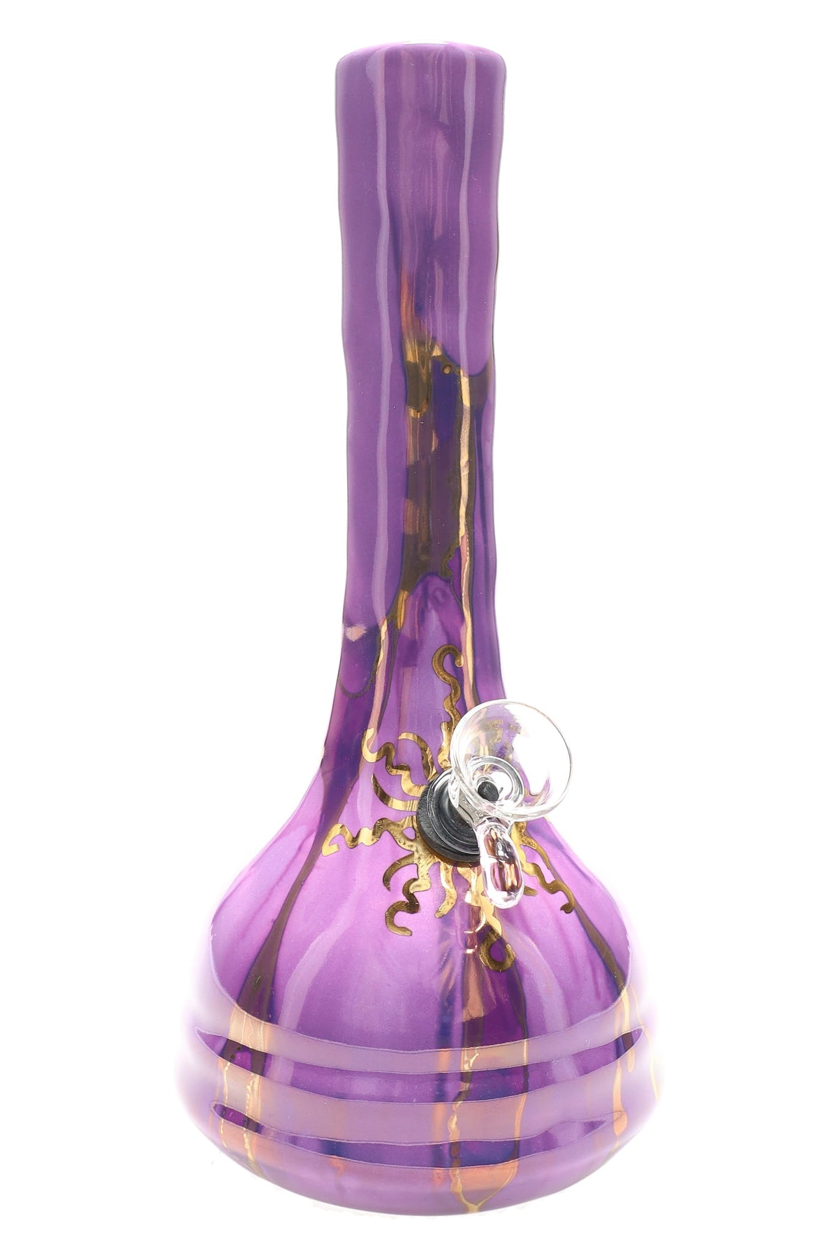 Ancient Creations 9″ Gold Sunburst Ceramic Beaker Bong - Discreet Smoker