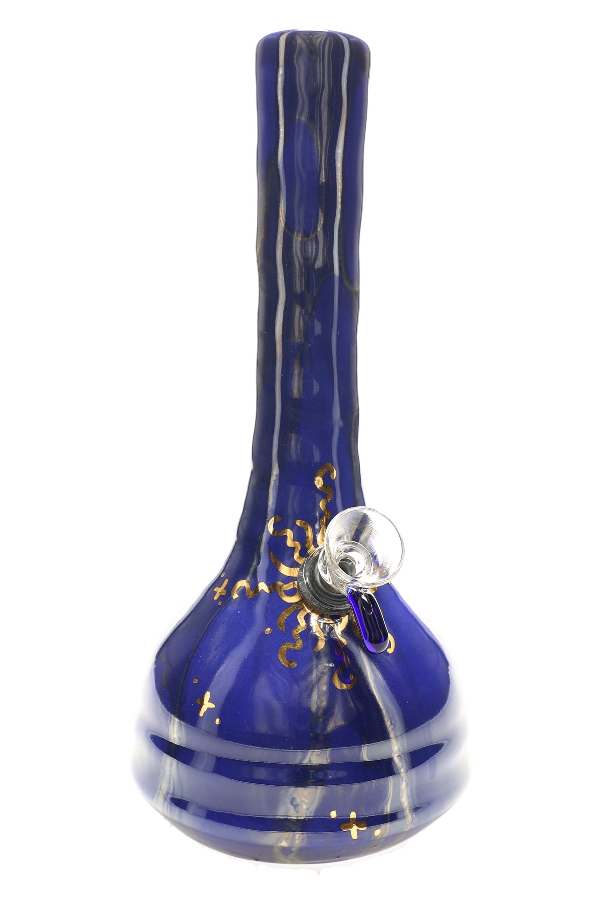 Ancient Creations 9″ Gold Sunburst Ceramic Beaker Bong - Discreet Smoker