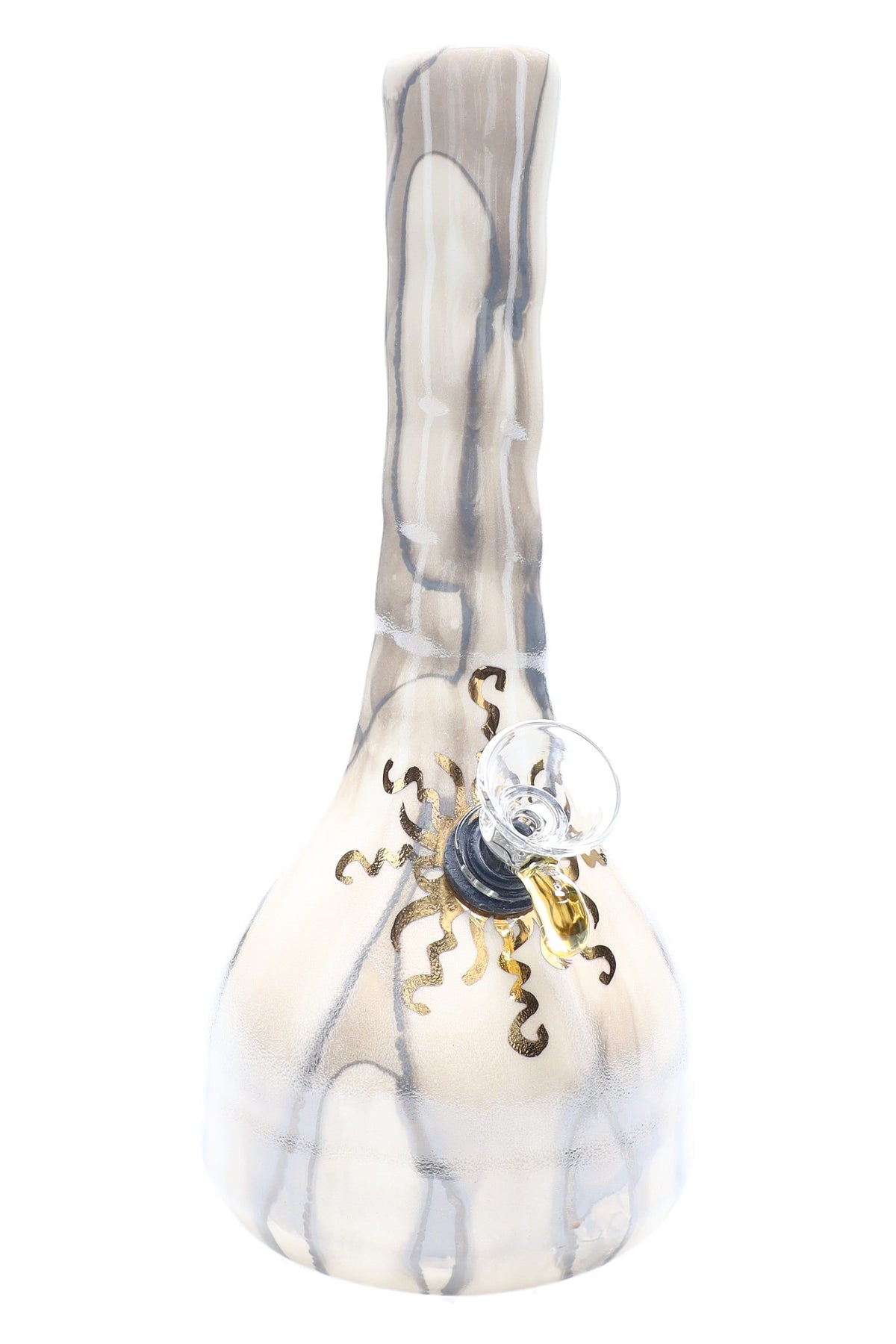 Ancient Creations 9″ Gold Sunburst Ceramic Beaker Bong - Discreet Smoker