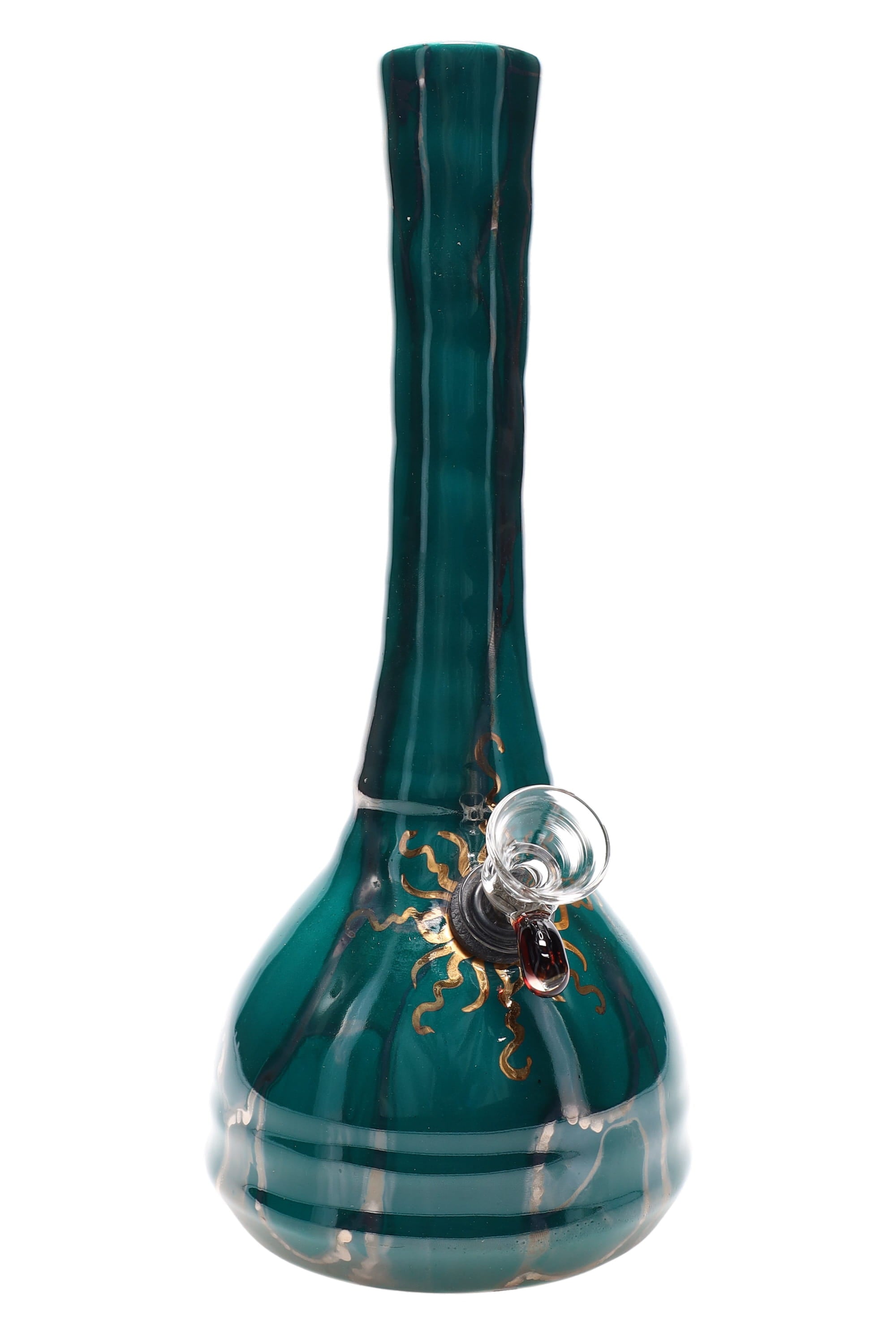 Ancient Creations 9″ Gold Sunburst Ceramic Beaker Bong - Discreet Smoker
