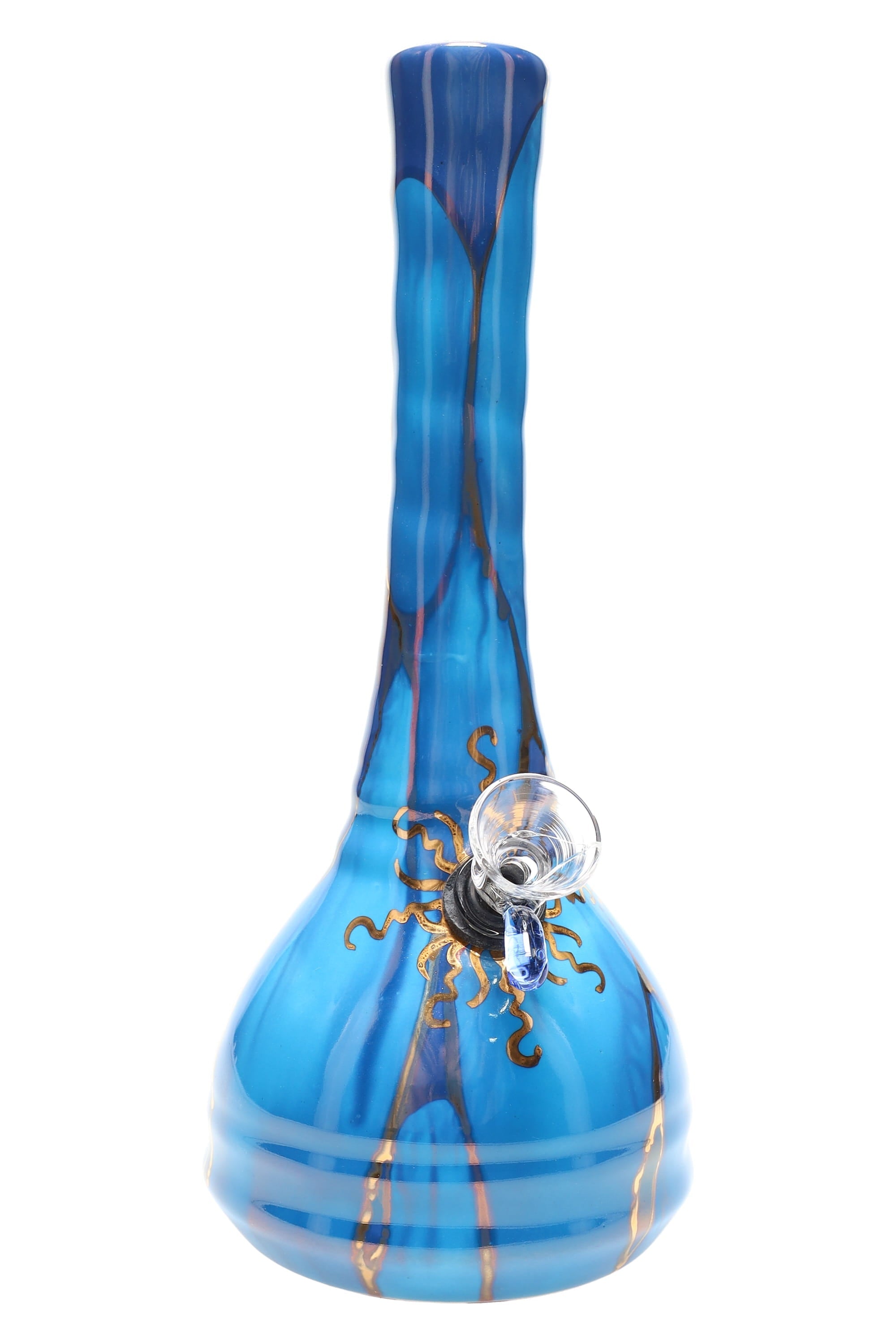Ancient Creations 9″ Gold Sunburst Ceramic Beaker Bong - Discreet Smoker