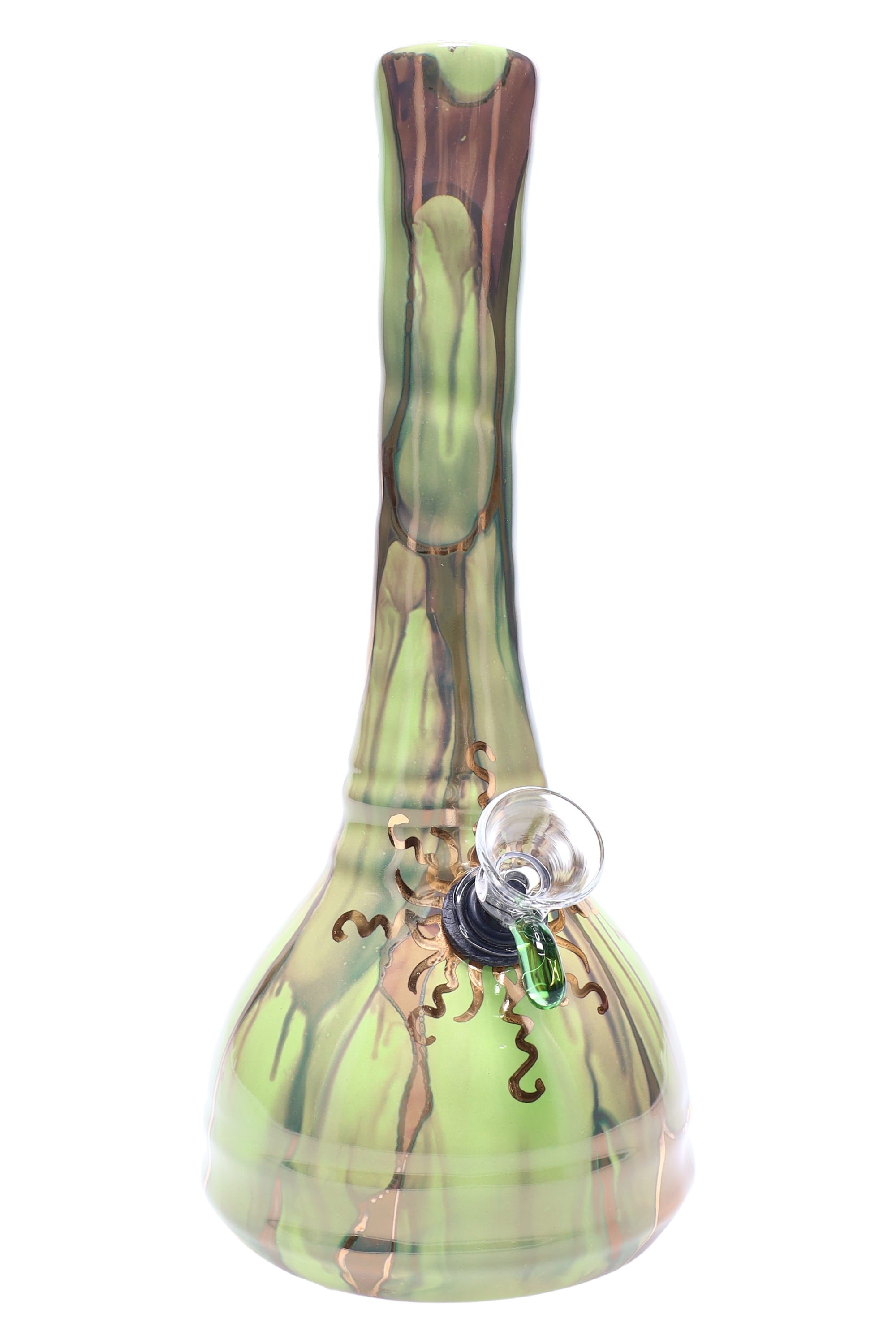 Ancient Creations 9″ Gold Sunburst Ceramic Beaker Bong - Discreet Smoker
