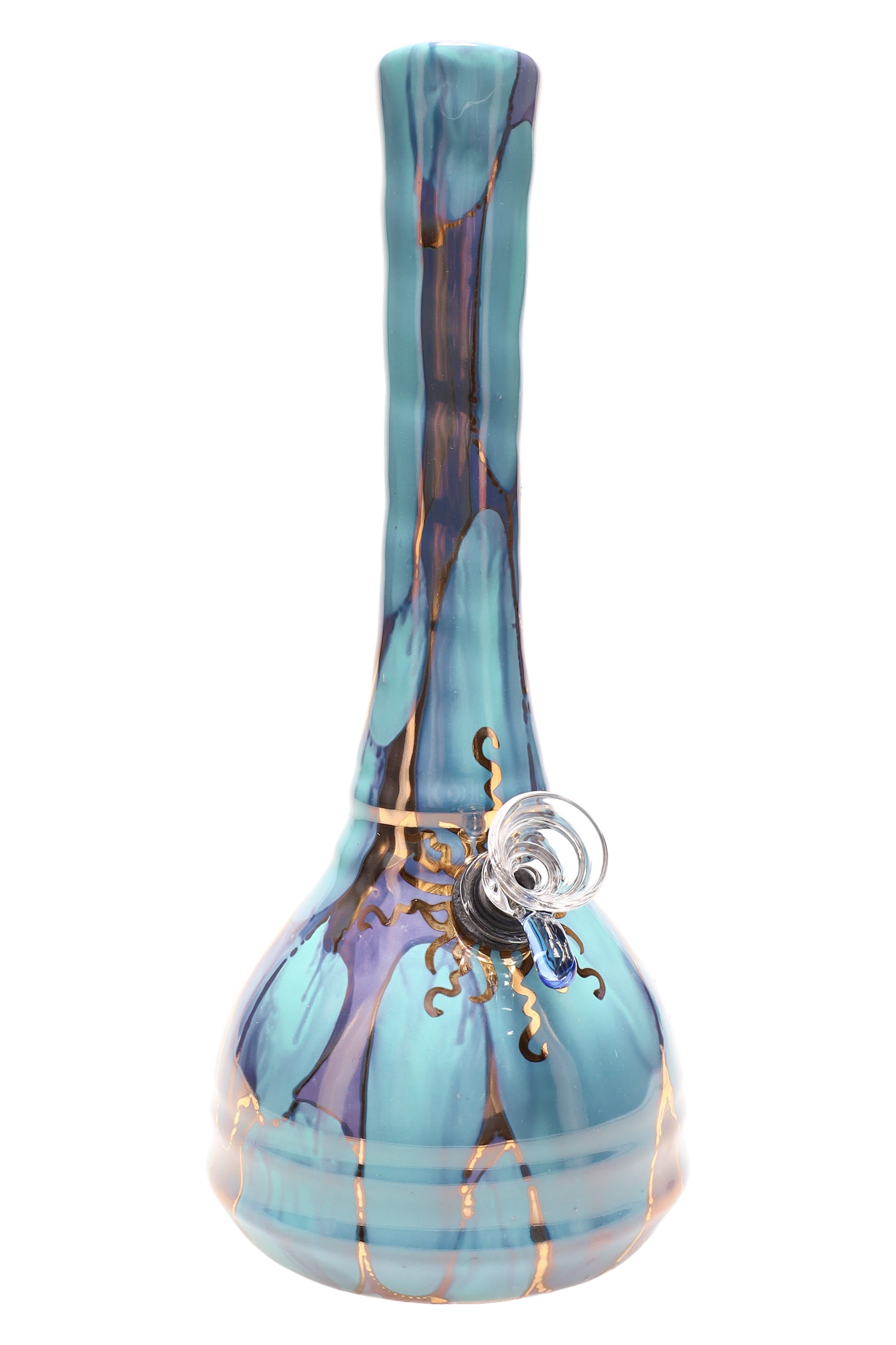 Ancient Creations 9″ Gold Sunburst Ceramic Beaker Bong - Discreet Smoker