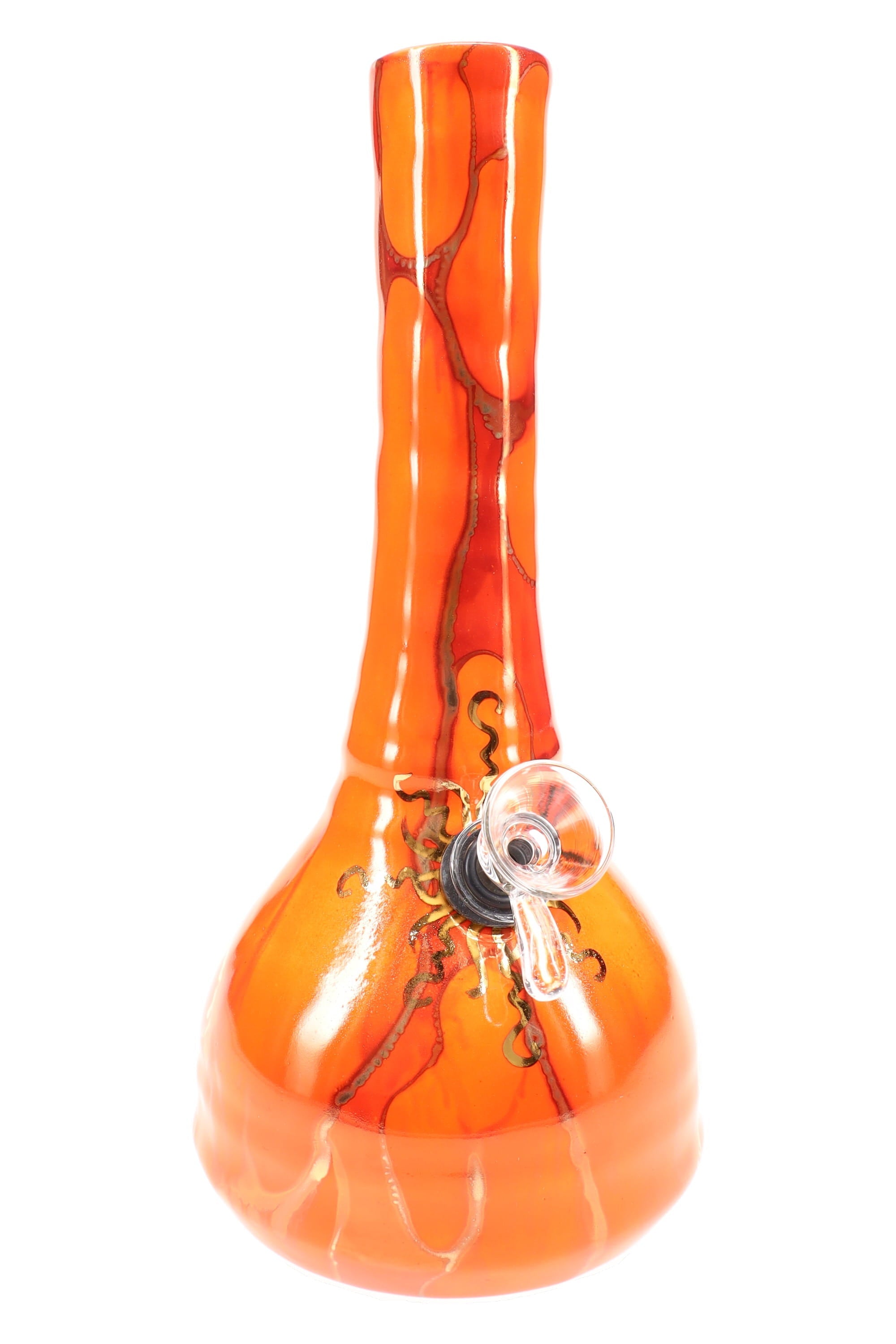 Ancient Creations 9″ Gold Sunburst Ceramic Beaker Bong - Discreet Smoker