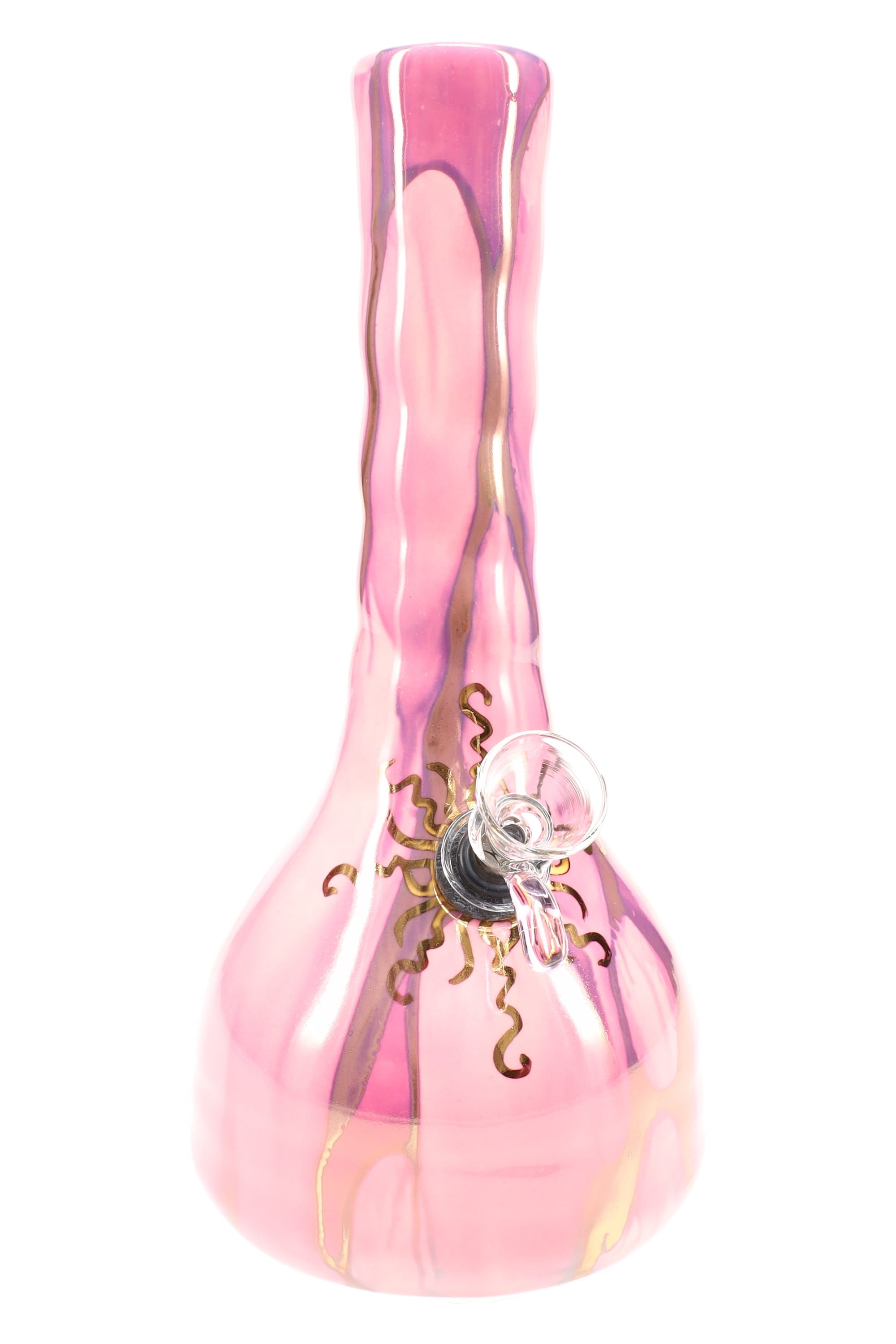 Ancient Creations 9″ Gold Sunburst Ceramic Beaker Bong - Discreet Smoker