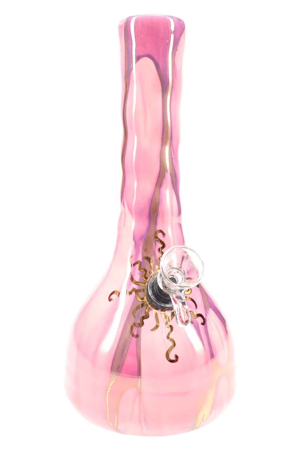 Ancient Creations 9″ Gold Sunburst Ceramic Beaker Bong - Discreet Smoker