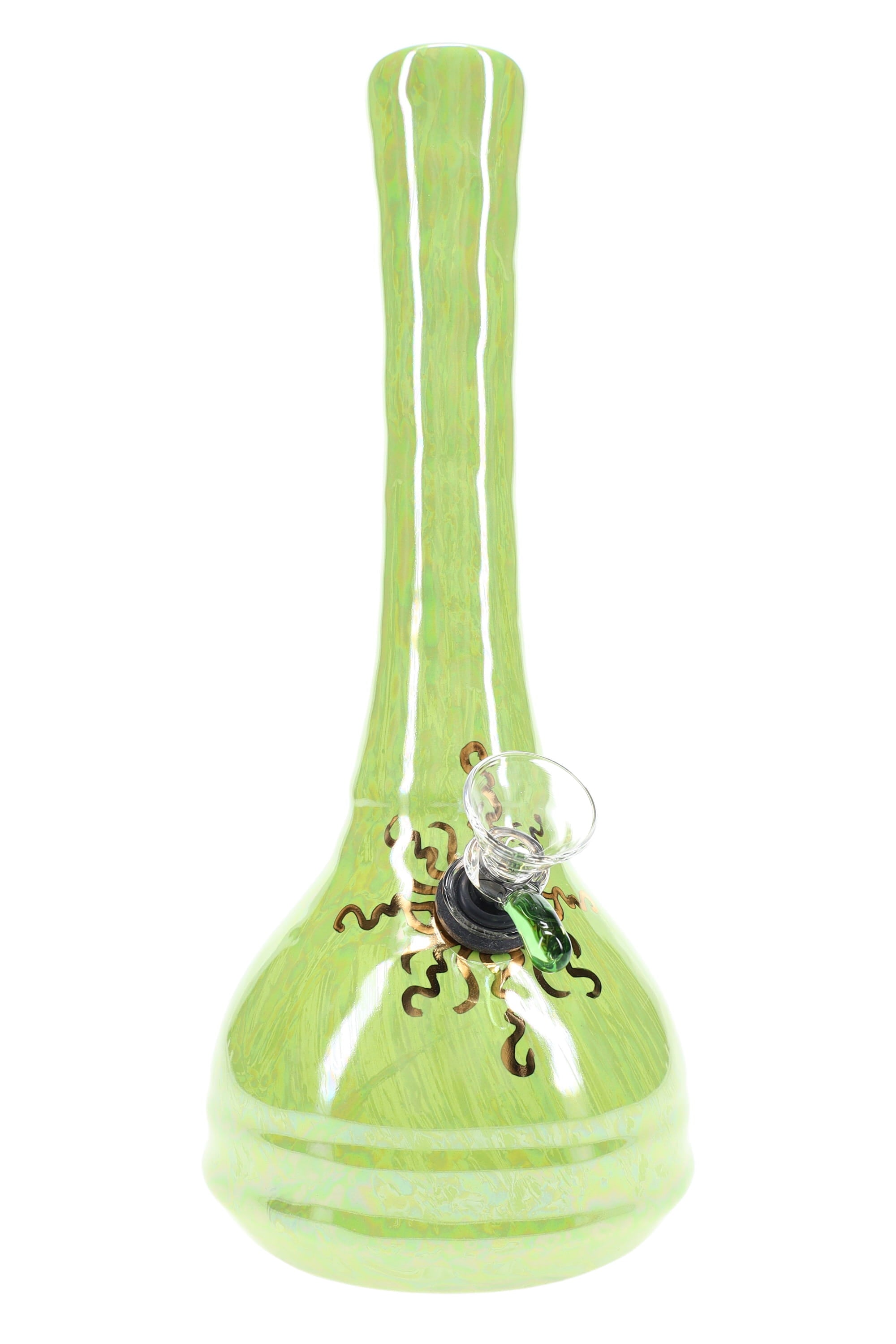 Ancient Creations 9″ Gold Sunburst Ceramic Beaker Bong - Discreet Smoker