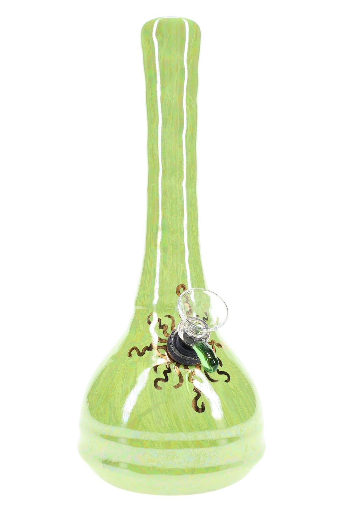 Ancient Creations 9″ Gold Sunburst Ceramic Beaker Bong - Discreet Smoker