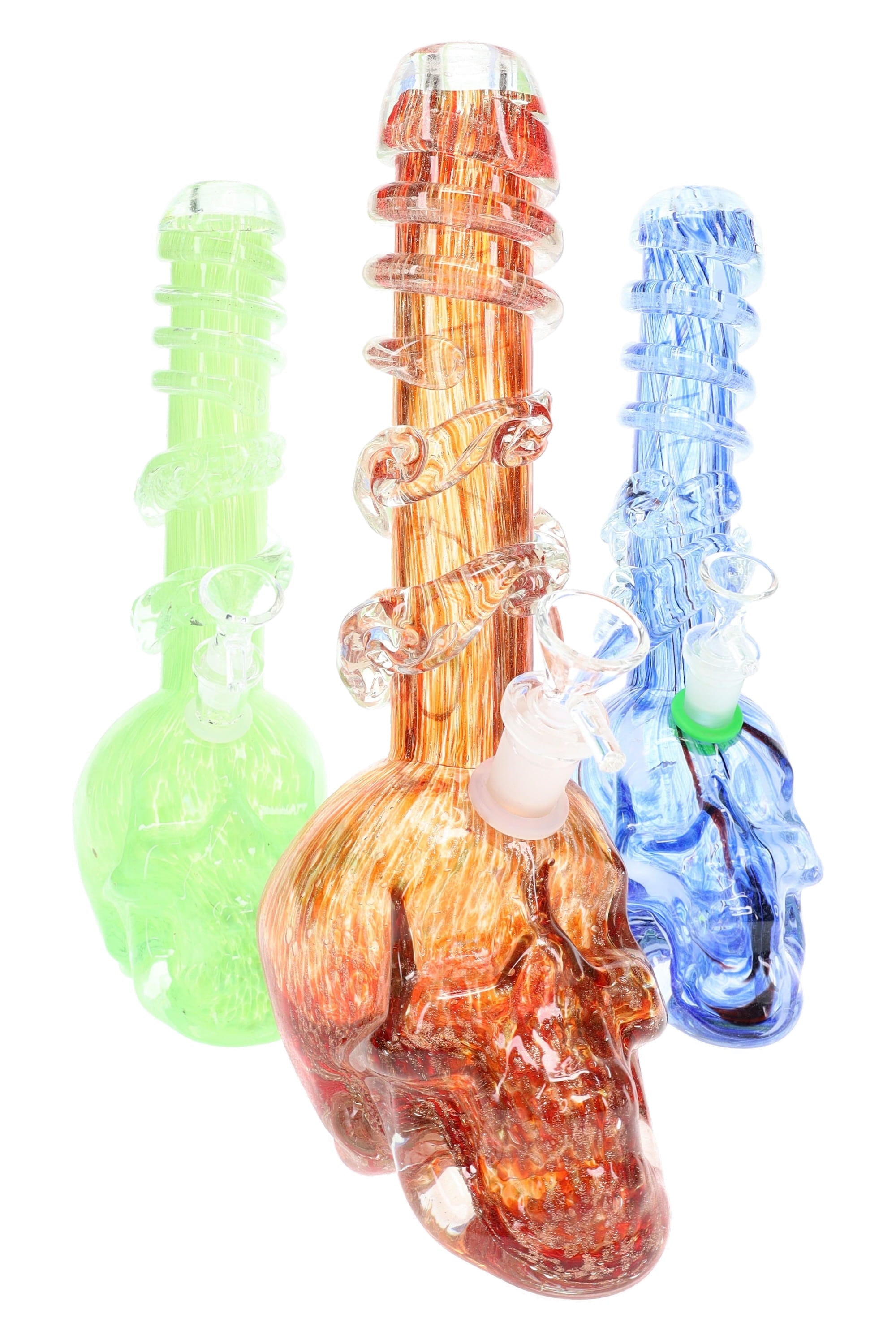 Soft Glass Skull Bong “Night Howl” – UV-Reactive Accents – Assorted Colors - Discreet Smoker