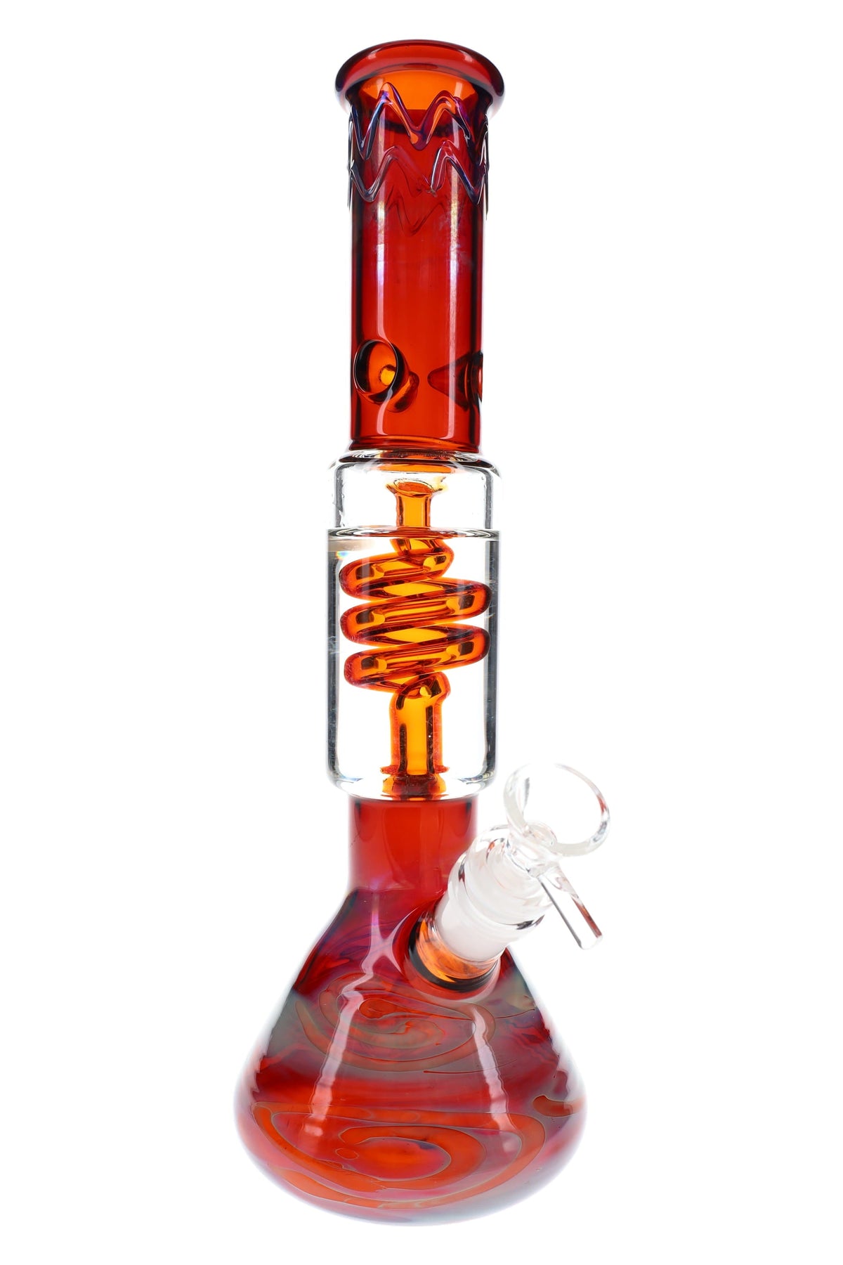 Silver Fumed Beaker Bong “Coil Cruiser” – 12″ – Assorted Colors - Discreet Smoker