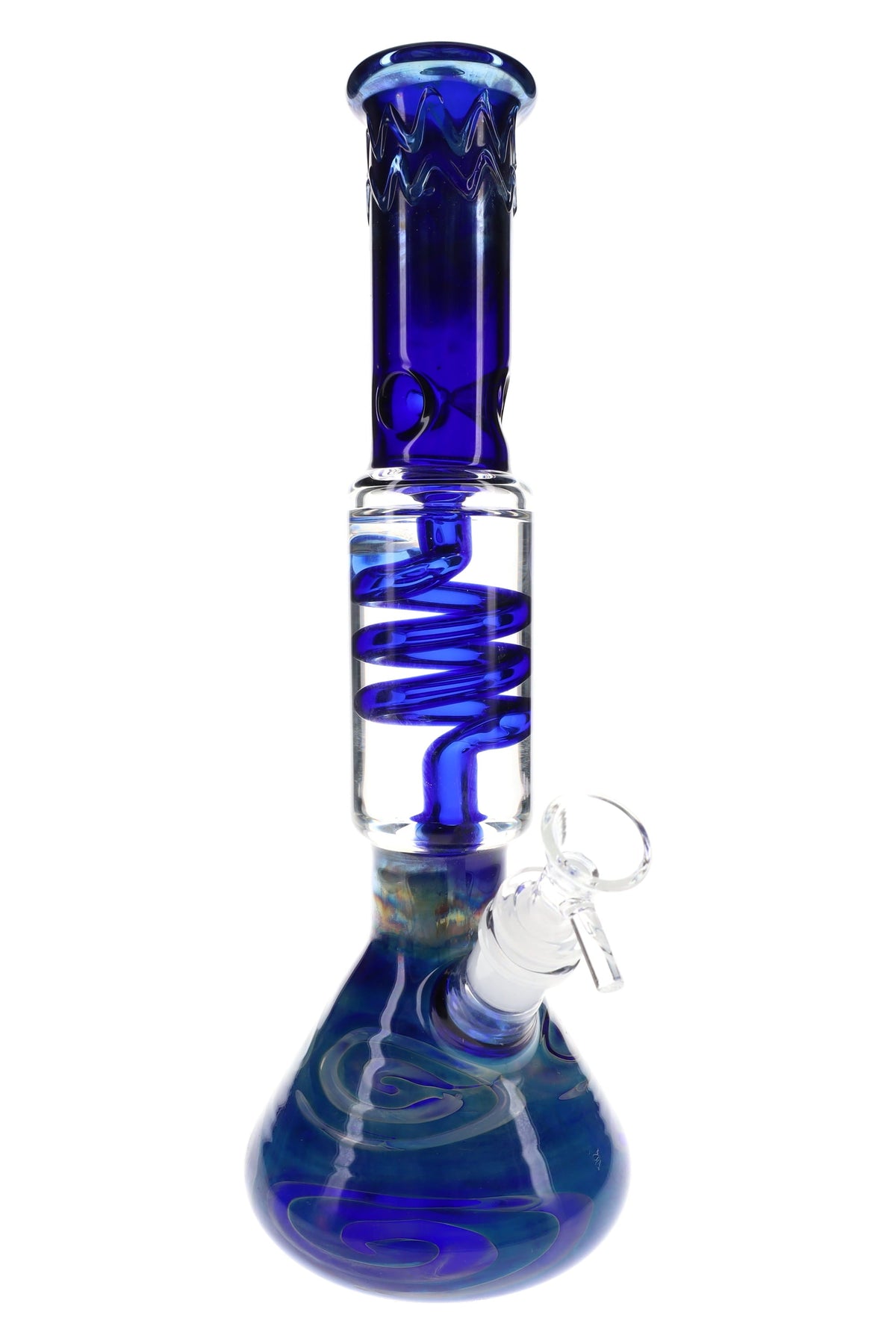 Silver Fumed Beaker Bong “Coil Cruiser” – 12″ – Assorted Colors - Discreet Smoker