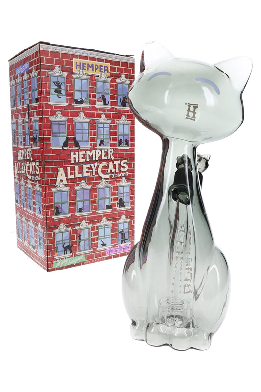 Hemper Alley Cats XL Cat Glass Bong – 9.5″ – 14.5 mm - Discreet Smoker