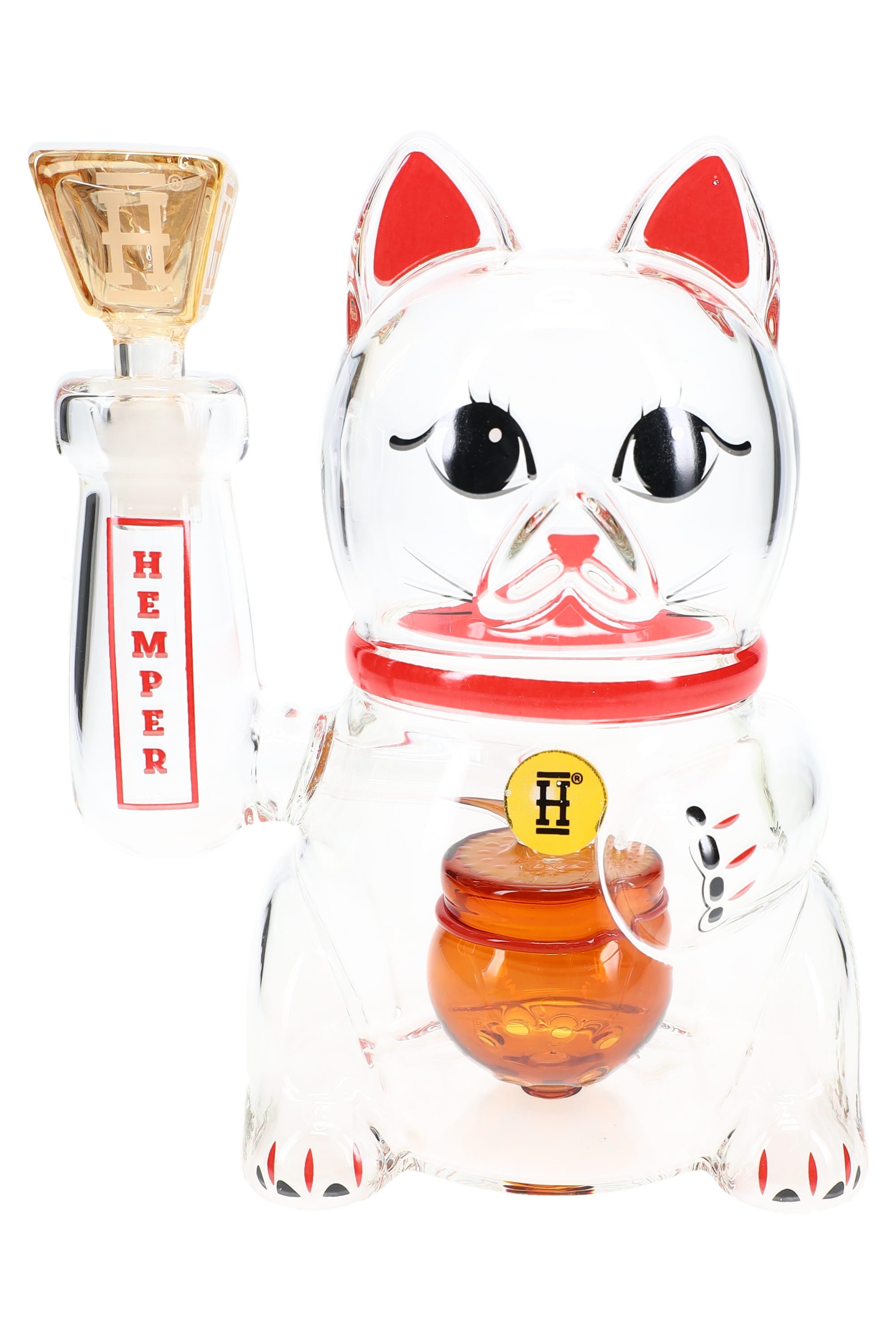 Hemper Lucky Money Cat XL Glass Bong – 7″ - Discreet Smoker