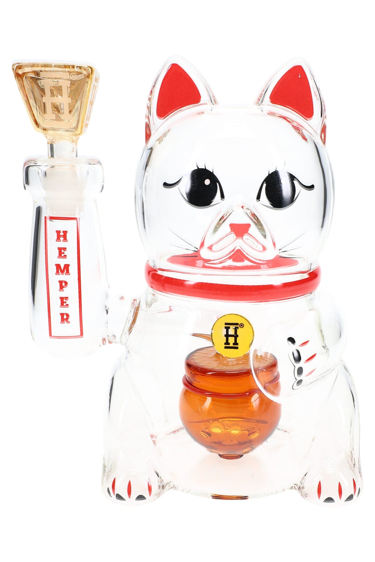 Hemper Lucky Money Cat XL Glass Bong – 7″ - Discreet Smoker
