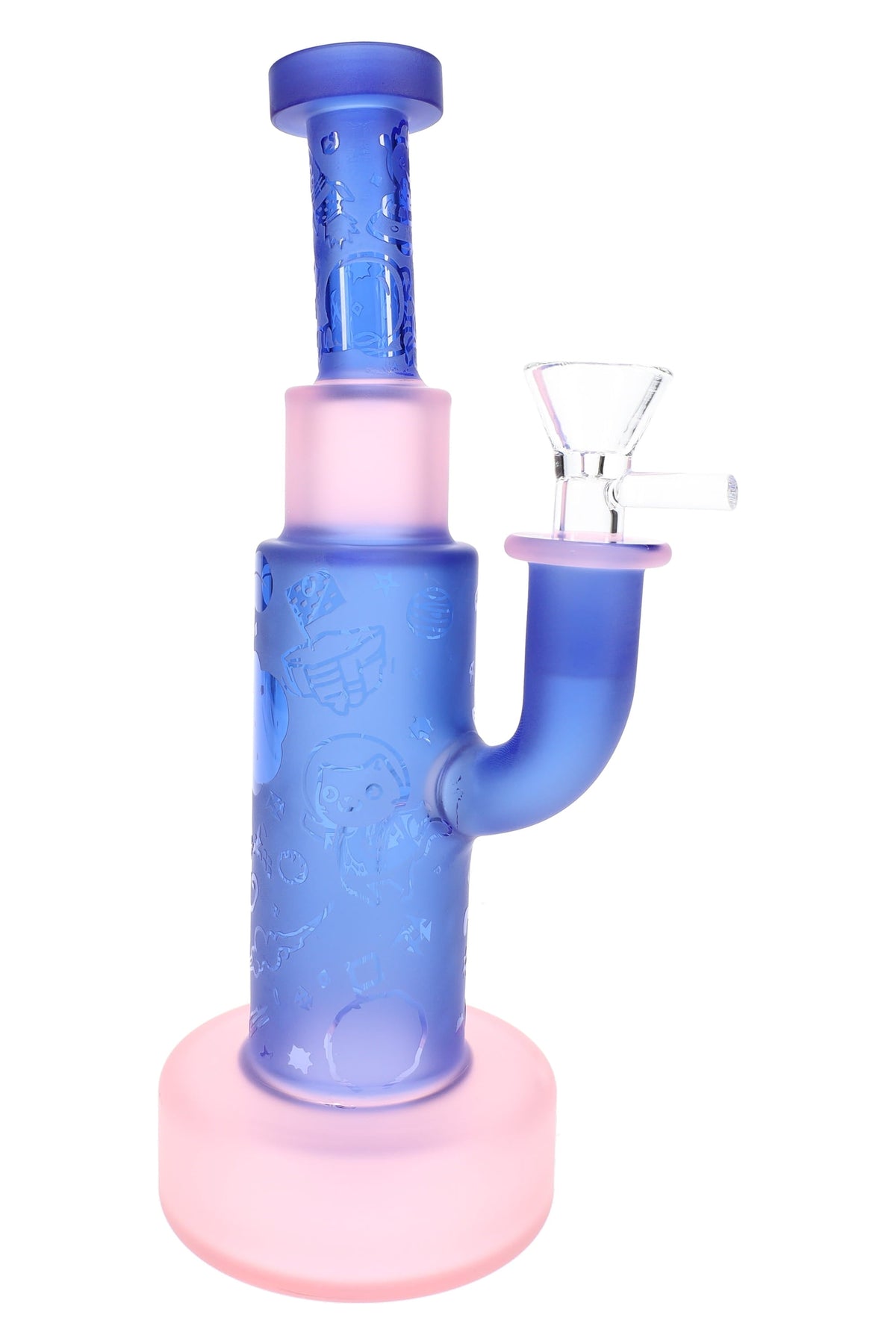 Frosted Glass-on-Glass Space Bong “Cosmic Chill” – 9″ – Showerhead Perc - Discreet Smoker
