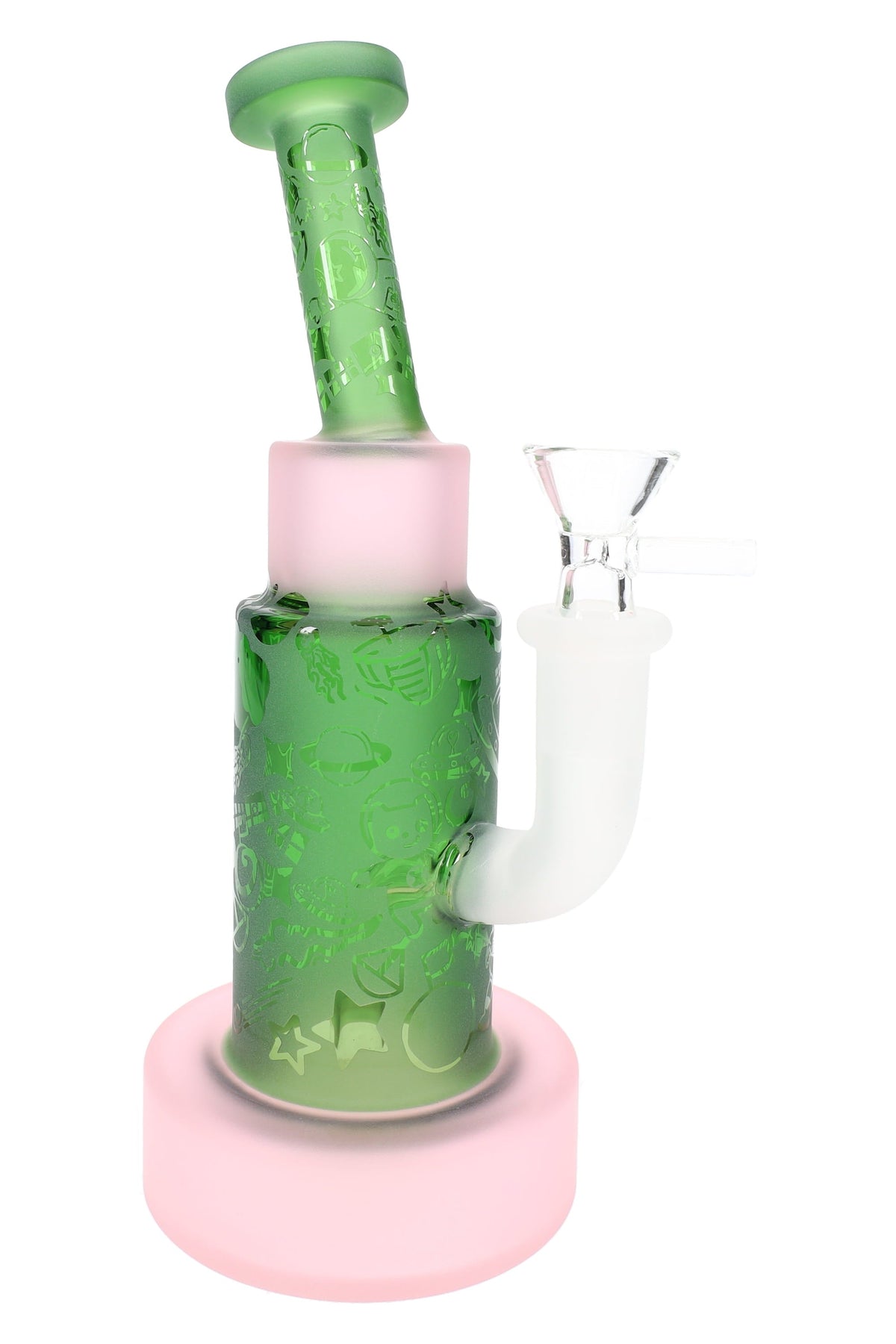 Frosted Glass-on-Glass Space Bong “Cosmic Chill” – 9″ – Showerhead Perc - Discreet Smoker