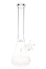 Clear Glass Beaker Bong “Crystal Base” – Ice Catch – 7 mm Thick – 13½″