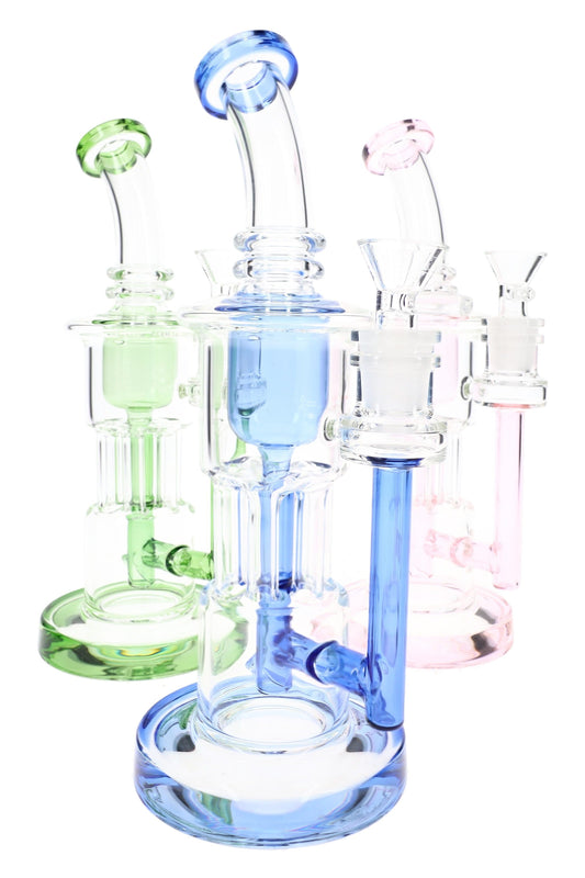 Colorful Glass Recycler Bong “Loop Quest” – Stemless – 9½″ – Assorted Colors